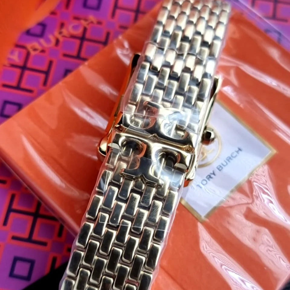 Buy Shop Tory Burch Eleanor Mother of Pearl Pink Dial Gold Steel Strap Watch for Women - TBW1077 USA Online