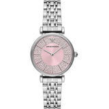 Buy Shop Emporio Armani Gianni T-Bar Pink Dial Silver Steel Strap Watch for Women - AR11686 USA Online