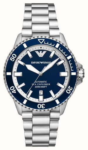 Buy Shop Emporio Armani cBlue Dial Silver Steel Strap Watch for Men - AR60079 USA Online
