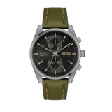 Buy Shop Hugo Boss Skytraveller Chronograph Black Dial Green Leather Strap Watch for Men - 1514148 USA Online