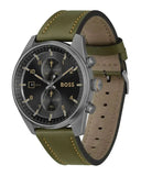 Buy Shop Hugo Boss Skytraveller Chronograph Black Dial Green Leather Strap Watch for Men - 1514148 USA Online