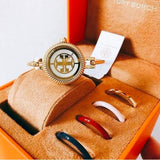 Buy Shop Tory Burch Riva Rose Gold Dial Rose Gold Steel Strap Watch for Women - TBW4037 USA Online