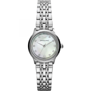 Buy Shop Emporio Armani Alpha Mother of Pearl Dial Silver Steel Strap Watch for Women - AR1803 USA Online