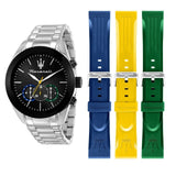 Buy Shop Maserati Traguardo Chronograph Black Dial Silver Steel Strap Watch for Men - R8873612061 USA Online