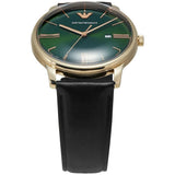 Buy Shop Emporio Armani Minimalist Green Dial Black Leather Strap Watch for Men - AR11601 USA Online