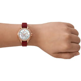 Buy Shop Emporio Armani Mia Mother of Pearl Dial Red Leather Strap Watch for Women - AR11646 USA Online