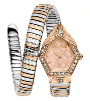 Buy Shop Just Cavalli Ornato Pink Dial Two Tone Steel Strap Watch for Women - JC1L303M0065 USA Online