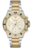 Buy Shop Emporio Armani World Explorer Chronograph Cream Dial Two Tone Steel Strap Watch for Men - AR11606 USA Online