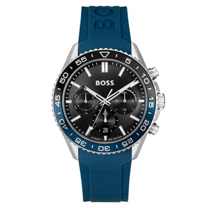 Buy Shop Hugo Boss Runner Chronograph Black Dial Blue Silicone Strap Watch for Men - 1514245 USA Online