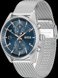 Buy Shop Hugo Boss Skytraveller Chronograph Blue Dial Silver Mesh Strap Watch for Men - 1514149 USA Online