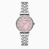 Buy Shop Emporio Armani Gianni T-Bar Pink Dial Silver Steel Strap Watch for Women - AR11686 USA Online