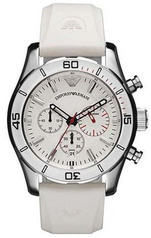 Buy Shop Emporio Armani Sportivo Chronograph White Dial White Rubber Strap Watch for Men - AR5947 USA Online