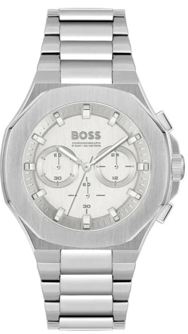 Buy Shop Hugo Boss Taper Chronograph White Dial Silver Steel Strap Watch for Men - 1514087 USA Online