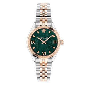 Versace Hellenyium Quartz Green Dial Two Tone Steel Strap Watch for Women - VE2S00422