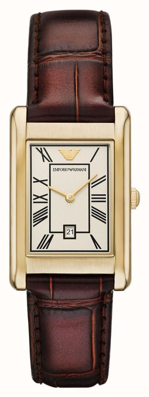 Buy Shop Emporio Armani Gino White Dial Brown Leather Strap Watch for Men - AR11665 USA Online