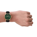Buy Shop Emporio Armani Minimalist Green Dial Black Leather Strap Watch for Men - AR11601 USA Online