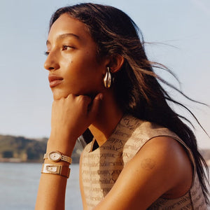 Buy Shop Tory Burch Oval Mother of Pearl Dial Gold Steel Strap Watch for Women - TBW6034 USA Online