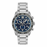 Buy Shop Versace Greca Dome Chronograph Blue Dial Silver Steel Strap Watch for Men - VE6K00323 USA Online