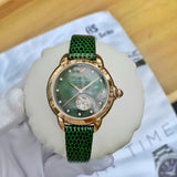 Buy Shop Emporio Armani Mia Meccanico Mother of Pearl Dial Green Leather Strap Watch for Women - AR60073 USA Online