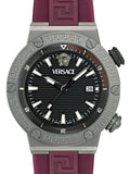 Buy Shop Versace Greca Logo Diver Quartz Black Dial Purple Rubber Strap Watch for Men - VE8G00224 USA Online