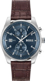 Buy Shop Hugo Boss Skytraveller Chronograph Blue Dial Brown Leather Strap Watch for Men - 1514194 USA Online