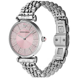 Buy Shop Emporio Armani Gianni T-Bar Pink Dial Silver Steel Strap Watch for Women - AR11686 USA Online