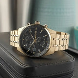 Buy Shop Hugo Boss Skytraveller Chronograph Black Dial Gold Steel Strap Watch for Men - 1514152 USA Online