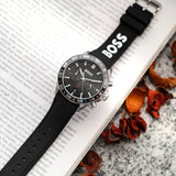 Buy Shop Hugo Boss Runner Chronograph Black Dial Black Silicone Strap Watch for Men - 1514141 USA Online