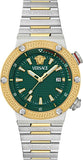 Buy Shop Versace Greca Logo Diver Quartz Green Dial Two Tone Steel Strap Watch for Men - VE8G00524 USA Online