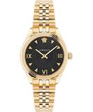 Buy Shop Versace Hellenyium Quartz Black Dial Gold Steel Strap Watch for Women - VE2S00622 USA Online