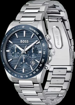Buy Shop Hugo Boss Strike Chronograph Blue Dial Silver Steel Strap Watch for Men - 1514240 USA Online