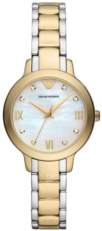 Buy Shop Emporio Armani Cleo Three Hand Mother of Pearl Dial Two Tone Steel Strap Watch for Women - AR11513 USA Online