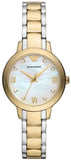 Buy Shop Emporio Armani Cleo Three Hand Mother of Pearl Dial Two Tone Steel Strap Watch for Women - AR11513 USA Online