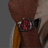 Buy Shop Hugo Boss Skytraveller Chronograph Burgundy Red Dial Black Leather Strap Watch for Men - 1514193 USA Online