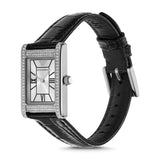 Buy Shop Emporio Armani Two Hand Crystals Silver Dial Black Leather Strap Watch for Women - AR11623 USA Online