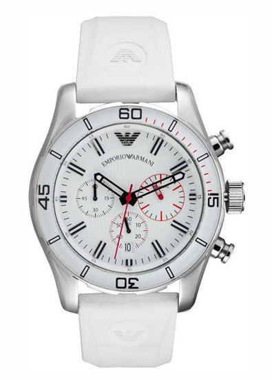 Buy Shop Emporio Armani Sportivo Chronograph White Dial White Rubber Strap Watch for Men - AR5947 USA Online