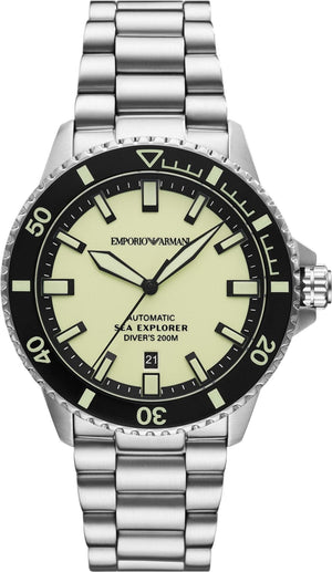 Buy Shop Emporio Armani Sea Explorer Yellow Dial Silver Steel Strap Watch for Men - AR60083 USA Online