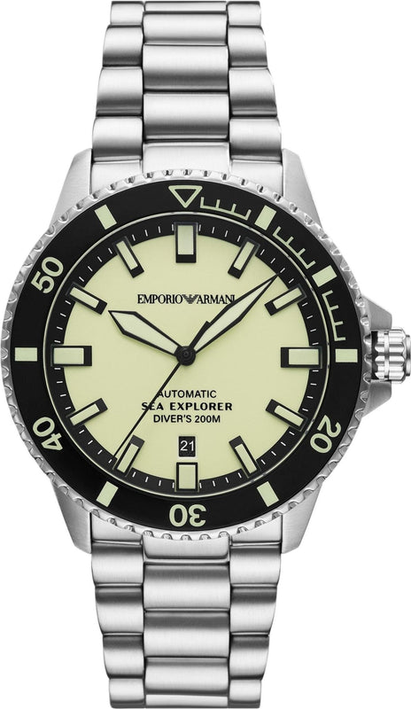 Buy Shop Emporio Armani Sea Explorer Yellow Dial Silver Steel Strap Watch for Men - AR60083 USA Online
