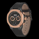 Buy Shop Hugo Boss Taper Chronograph Black Dial Black Leather Strap Watch for Men - 1514089 USA Online