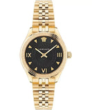 Buy Shop Versace Hellenyium Quartz Black Dial Gold Steel Strap Watch for Women - VE2S00622 USA Online
