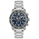 Buy Shop Versace Greca Dome Chronograph Blue Dial Silver Steel Strap Watch for Men - VE6K00323 USA Online