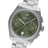 Buy Shop Emporio Armani Federico Chronograph Green Dial Silver Steel Strap Watch for Men - AR11640 USA Online