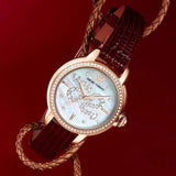 Buy Shop Emporio Armani Mia Mother of Pearl Dial Red Leather Strap Watch for Women - AR11646 USA Online