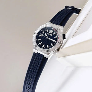 Versace Greca Diver Quartz Blue Dial Blue Rubber Strap Watch for Men - VE8G00124