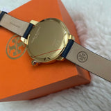 Buy Shop Tory Burch Collins Quartz Blue Dial Blue Leather Strap Watch for Women - TBW1203 USA Online