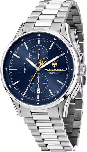 Buy Shop Maserati Sorpasso Chronograph Blue Dial Silver Steel Strap Watch for Men - R8873624004 USA Online