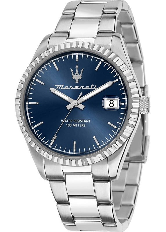 Buy Shop Maserati Competizione Blue Dial Silver Steel Strap Watch for Men - R8853100029 USA Online