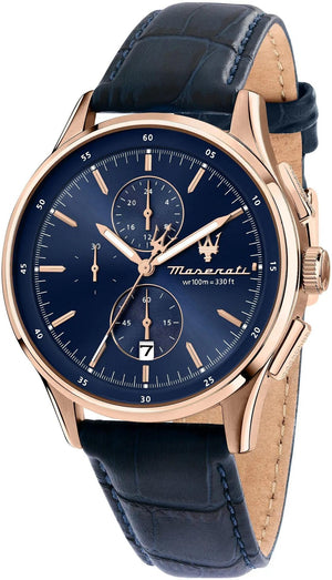 Buy Shop Maserati Sorpasso Chronograph Blue Dial Blue Leather Strap Watch for Men - R8871624009 USA Online