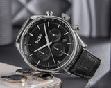 Buy Shop Hugo Boss Gregor Chronograph Black Dial Black Leather Strap Watch for Men - 1514049 USA Online