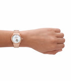 Buy Shop Emporio Armani Mia Meccanico Mother of Pearl Dial Rose Gold Steel Strap Watch for Women - AR60072 USA Online